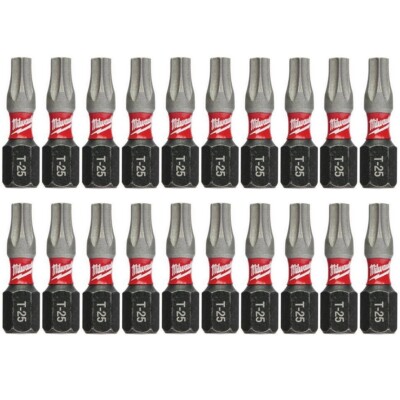 T25 Torx Milwaukee Shockwave Impact Duty 20 Bit Set 1 inch Screw Driver ...