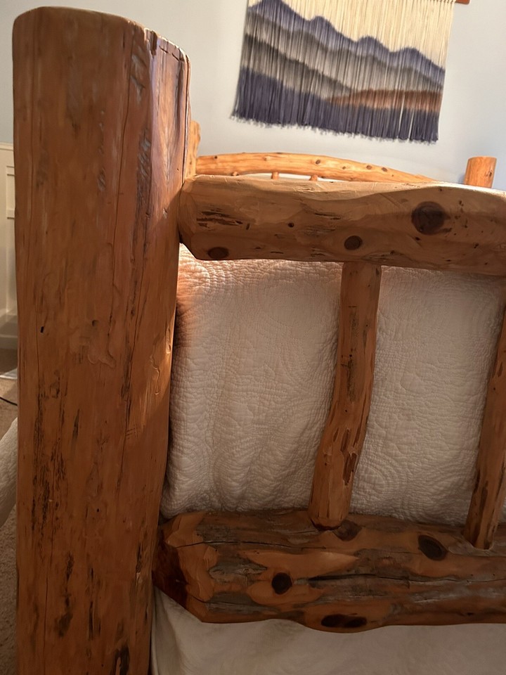 Rustic Handmade Log Cabin Queen Bed With Curved Headboard eBay