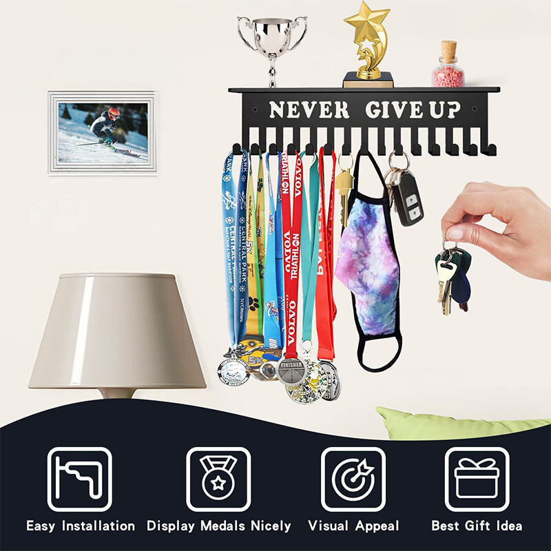 Allied Medal Hanger - 'She Believed She Could So She Did' Swimmer Design, 12" Wide - View #6