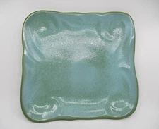 GAIL PITTMAN FREE FORM AQUA & GREEN SQUARE TRAY / PLATTER - 13  3/8"   0610B