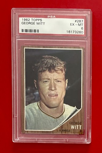 1962 TOPPS GEORGE WITT #287 PSA 6 Graded Baseball Card Los Angeles Angels Vtg