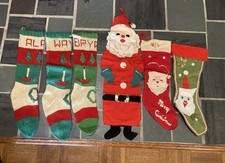 Vintage Assorted Christmas Stuff Stockings Felt Knitted