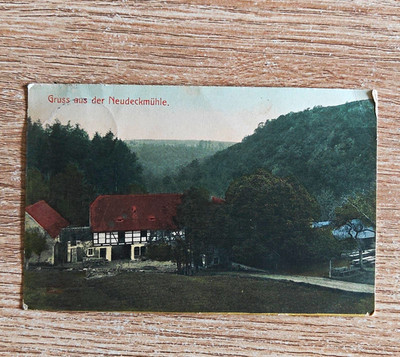 Brück & Sohn Ansichtskarte Gruß aus Neudeckmühle Gebäude koloriert gelaufen