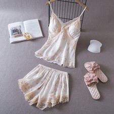 Floral Pajama Set Cami Top Shorts Sleeveless Soft Sleepwear Fit 2PCS Set