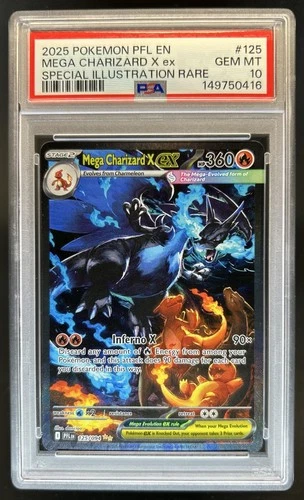 2025 Pokemon PFL Mega Charizard X ex Special Illustration Rare #125/094 PSA 10