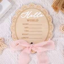 Whaline Wooden Newborn Birth Announcement Sign, Baby Shower Photo Prop Keepsake