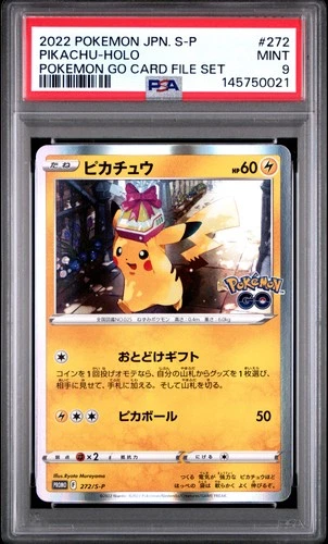 2022 POKEMON JAPANESE S PROMO POKEMON GO CARD FILE SET #272 PIKACHU-HOLO PSA 9