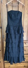 Black Alfred Sung Strapless Bridesmaid dress/gown formal, prom   ruffle  sz 6