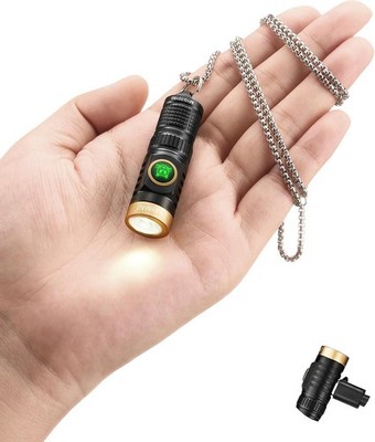 Rechargeable Keychain Flashlight with Chain, 600 Lumens Mini LED Flashlight