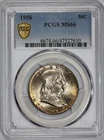1958 Franklin 50c Silver Half Dollar PCGS MS 66 Toned
