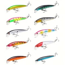 Sturdy Flexible Reusable Corrosion-Resistant Plastic Artificial Minnow Lures Set