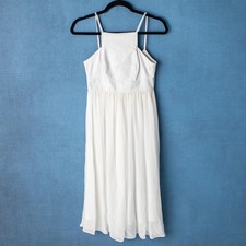 Banana Republic White Lamb Leather Bodice Chiffon Dress Women's Size 2