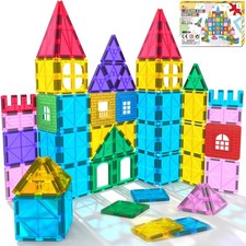 Magnetic Tiles Kids Magnetic Blocks 60PCS Building Sets 3D Magnet Toys Presch...