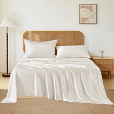 THXSILK Luxury Mulberry Silk Bed Sheets Set - 4pcs Silk Sheets Set 16 Deep Po...