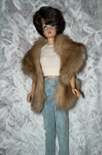 Vintage Barbie Brown Genuine Real Mink Fur Stole Capelet Boa, NO DOLL, Gorgeous