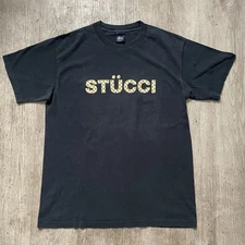 Stucci Stussy STUSSY 90s Vintage LV Monogram Sz M Men USA Made Navy Rare Gucci