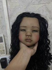 28in Painted Reborn Baby Doll Kit Dark Skin w/ Hand-Rooted Hair Toddler Girl Toy
