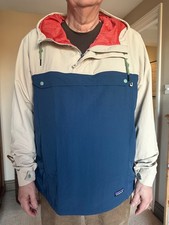 Patagonia Isthmus Anorak Jacket Mens Large Beige Blue netplus Shell