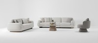 Wohnzimmer-Set Sofa Sessel Couchtisch Weiß Moderner Stil Modular Neu