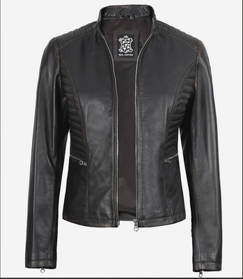Rachel Damen dunkelbraune Rub-off Cafe Racer Lederjacke *NEU* Medium