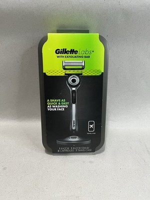 Gillette Labs Men's Razor & Exfoliating Bar & Stand with 3 Cartridges & Case