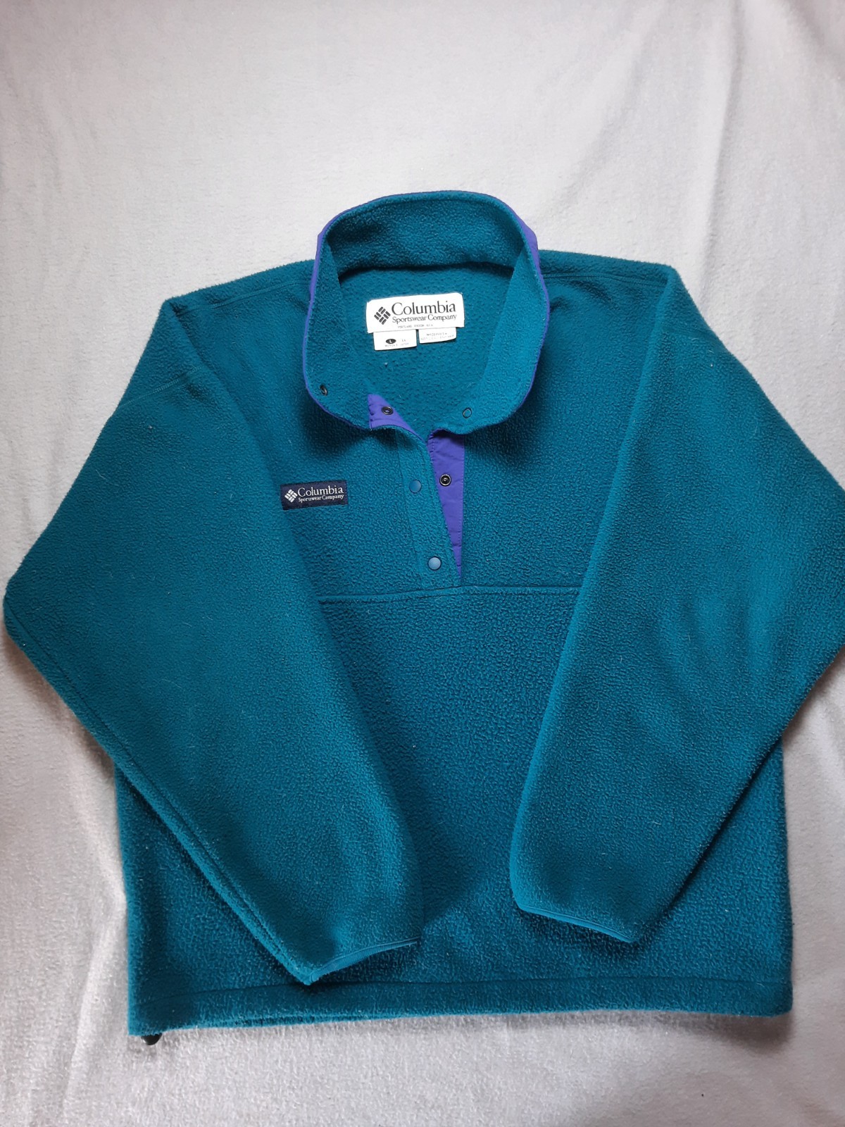 Chaqueta De Colección Columbia Sportswear Para Mujer Grande Verde Azulado Polar Polar Polar Medio Botón a Presión