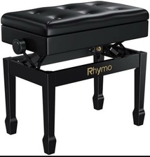 Adjustable Piano Bench with Storage, Heavy Duty Wood & Leather, 420 lb Capacity