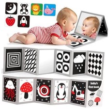 Black and White High Contrast Baby Books Flash Cards Tummy Time Mirror Toys
