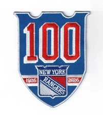 New York Rangers 100th Anniversary Logo Embroidered 4in Iron / Sew-On Patch