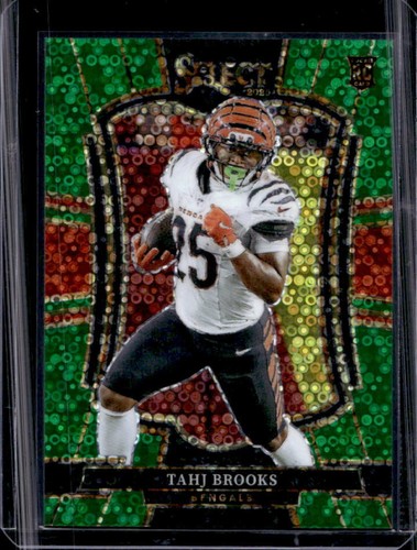 2025 Panini Select Tahj Brooks Premier Level Green Disco Prizm #/5 Bengals