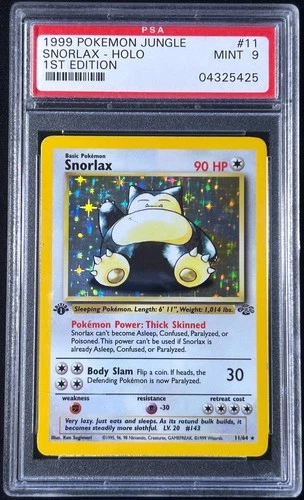 PSA 9 MINT Snorlax 11/64 1st Edition Jungle Holo 1999 Graded Pokemon Card