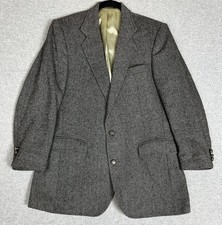 Haggar Blazer Men 40 Gray Herringbone Tweed Notch Lapel Made in USA Unstructured