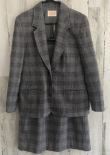 Pendleton vintage Glen Plaid Wool Skirt Suit Sz 10 Gray USA Virgin Wool