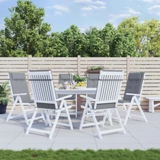 Highback Chair Cushion Set of 6 Grey Oxford fabric (100% polyester)