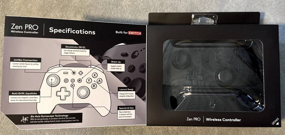 ZEN PRO Wireless Gaming Controller Nintendo Switch PC iOS Android Black Sealed - Image 2 of 3