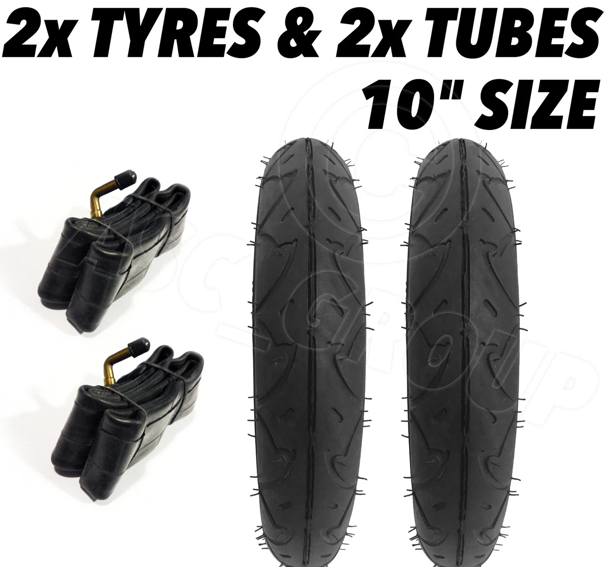 2 x Pram Tyres 2 x Tubes 10