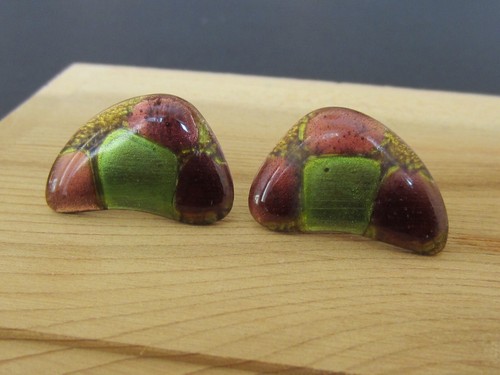 A Gagnon Copper Enamel Brooch Pendant and Earrings Artist Signed Vintage Quebec - Picture 9 of 13