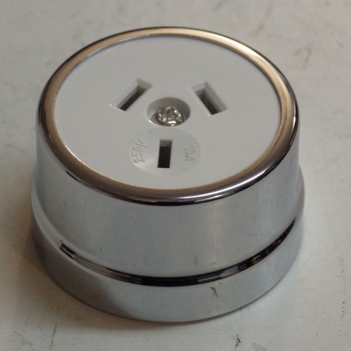 bright chrome Classic Electric  heritage power socket white face 56 CH W - Imagen 1 de 5