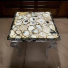 24" Square Gray Agate Stone Coffee Table Top Luxury Countertop Home Furniture
