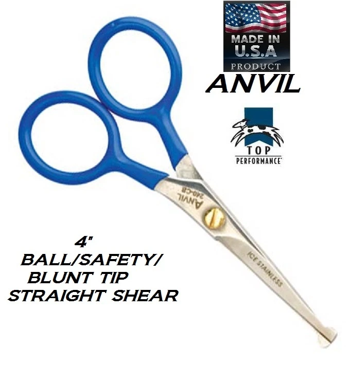 TOP PERFORMANCE/ANVIL PRO Pet Dog SAFETY/BLUNT/BALL TIP STRAIGHT SHEARS SCISSOR