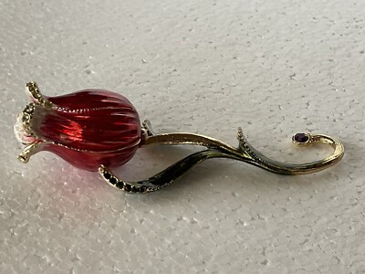 Ciel Collectables Flower Tulip Trinket Box Swarovski Crystals Enamel