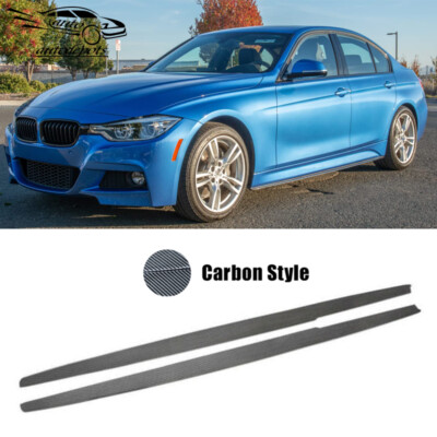 Side Skirts Extension Lip Fits 2012-18 BMW F30 Sedan M Sport Carbon Fiber Style