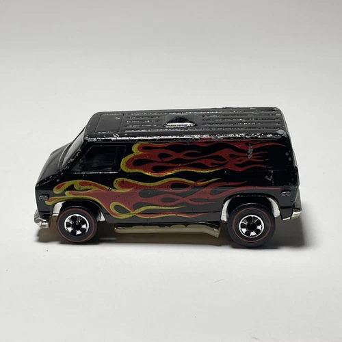 Hot Wheels  Super black Van Flames 1974 Hong Kong Redline