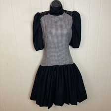 Vintage Checkered Puffy Prom Dress XS Evening Formal Party Bridesmaids
