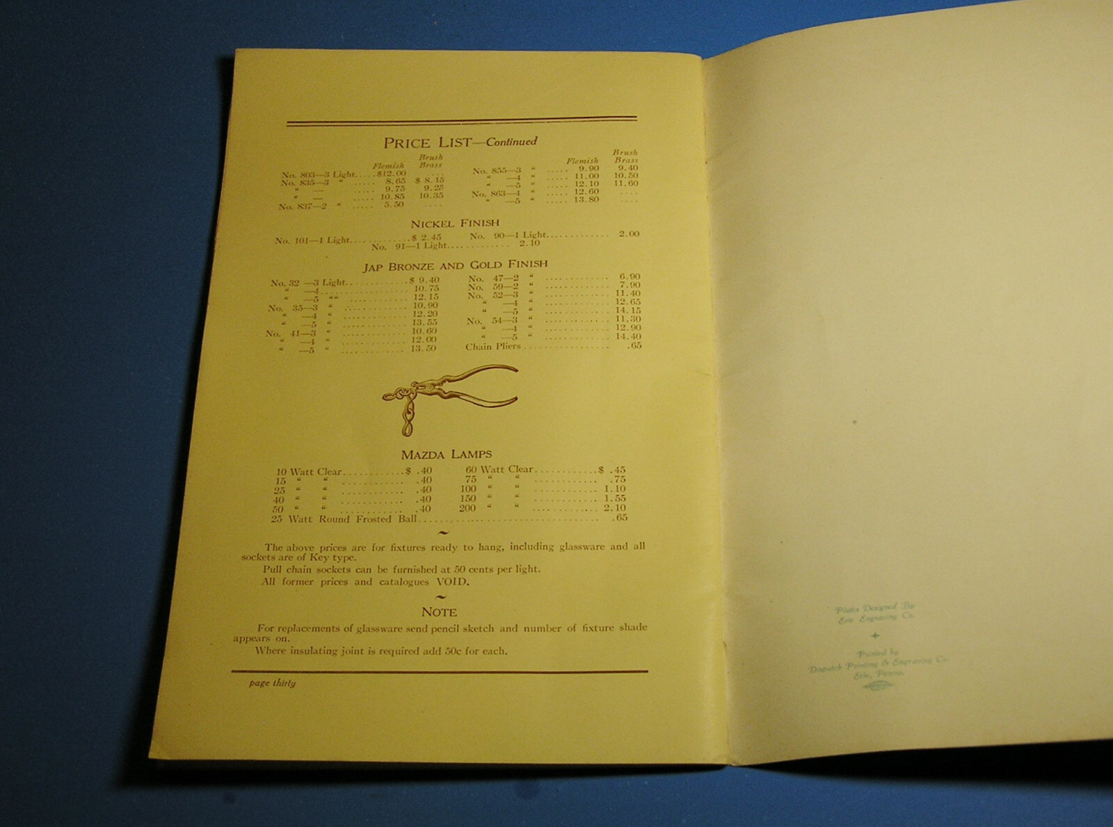 Erie, Pa 1920 Erie Fixture Supply Co. Electric Lighting Fixtures eBay