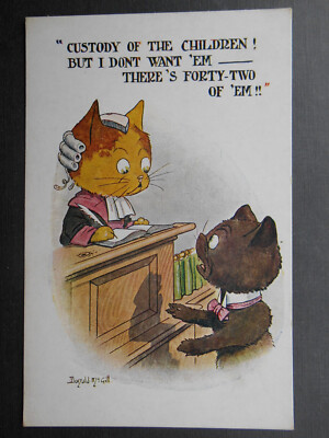 DONALD McGILL Scheidungsgericht Richter Sorgerecht Fall - Anthropomorphe Katzen Comic 1914