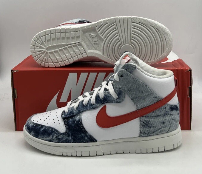 Nike Dunk High Washed Denim Pack, Size 8.5 Women/ 7 Men DV2181-900