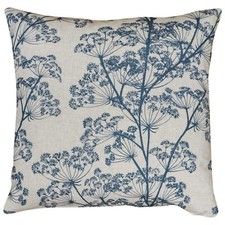 Cow Parsley Cushion. Denim Blue Cottagecore Floral & Botanical Design. 17x17"