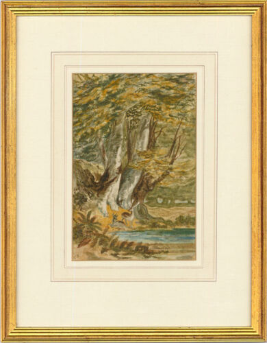 Edwin Bracker - aquarelle encadrée fin du XIXe siècle, cerf dans la forêt - Photo 1/4