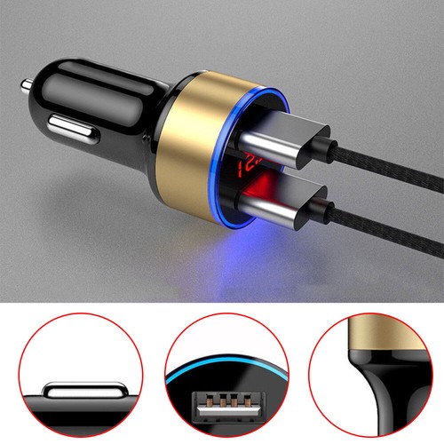 Cargador de teléfono de automóvil USB de doble puerto 3.1A voltímetro digital LED encendedor de cigarrillos superior - Imagen 8 de 12